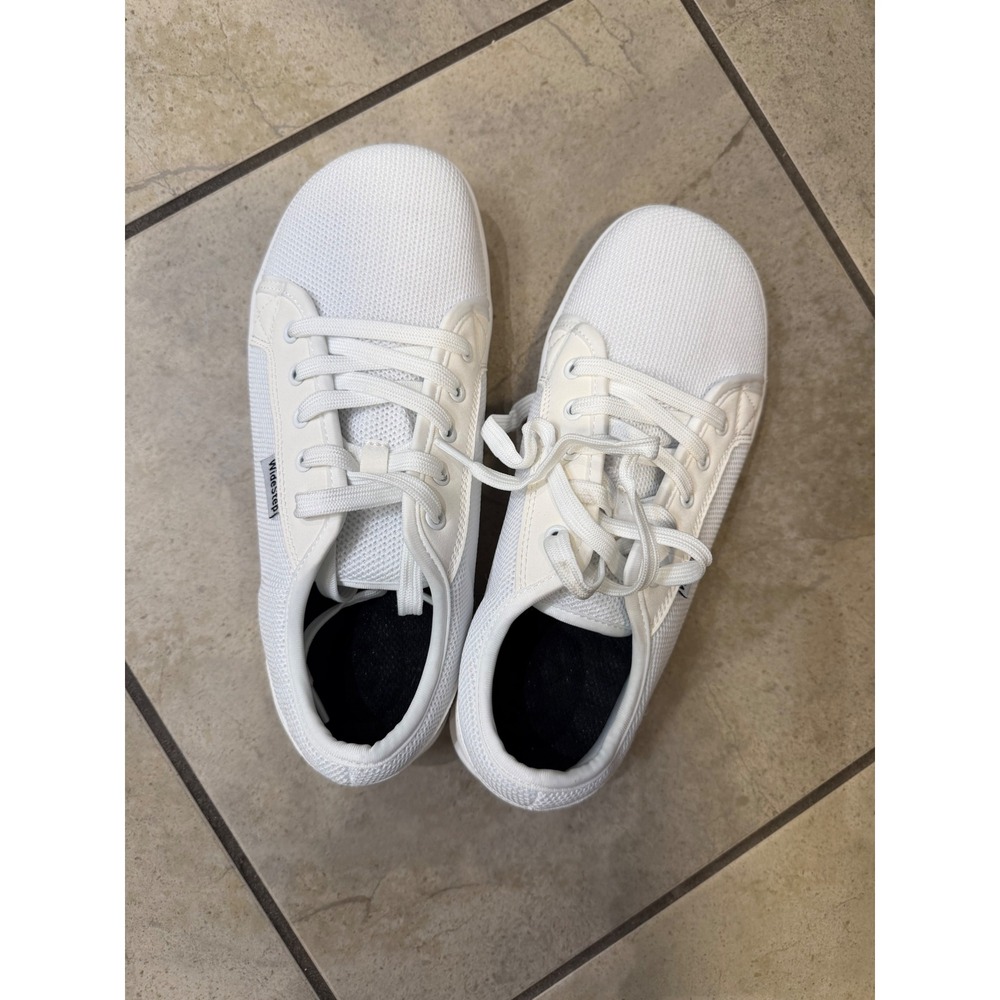 WideStep White Barefoot Sneakers Mesh Wide Toe Box Minimalist Shoes USA 8.5